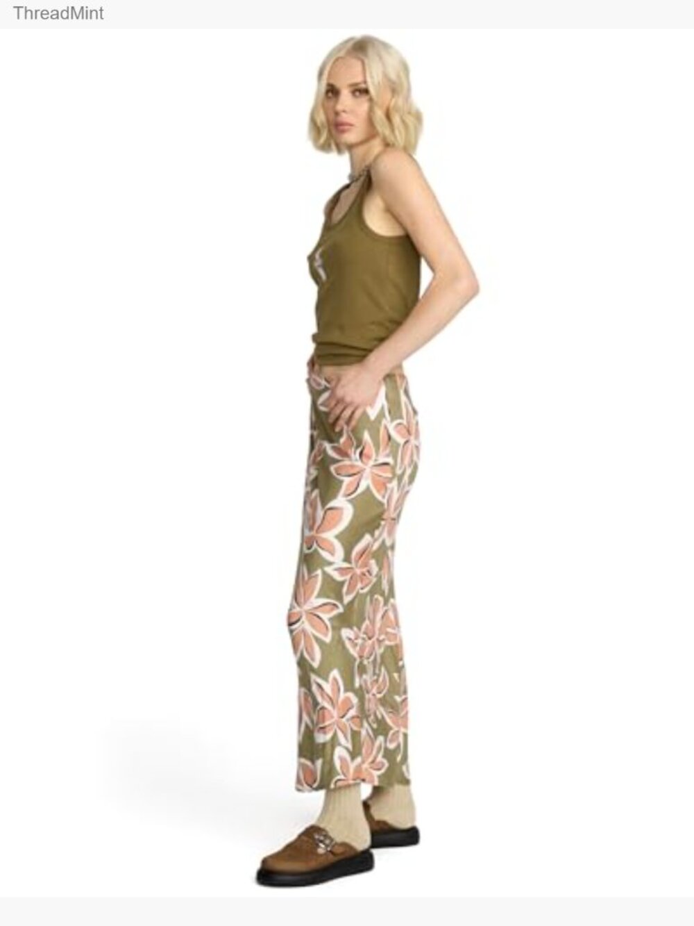 Midi Slip Skirt with Bias Cut, Side Zipper, Faced Waistband, 100% Viscose Matte - Picture 3 of 4
